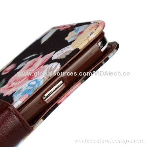Flower Pattern Leather Case with Card Slot and Holder for Samsung Galaxy Note3